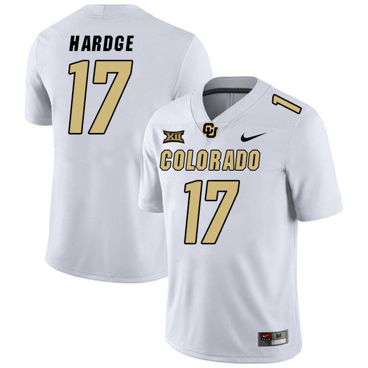 Colorado Buffaloes #17 Isaiah Hardge Big 12 Conference College Football Jerseys Stitched Sale-White